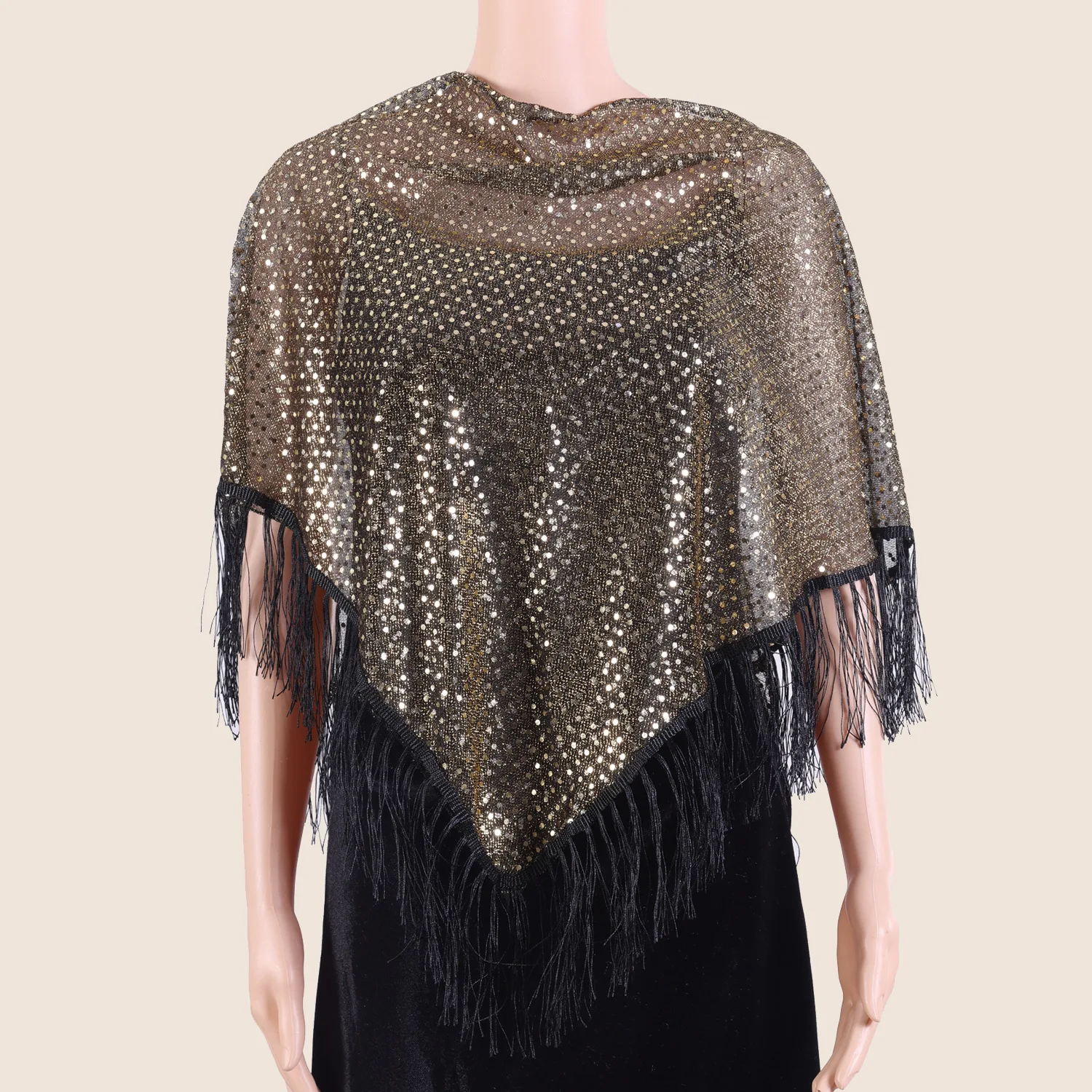 Sequin tassel shawl for evening dress, party mesh triangle scarf, women's high-end banquet thin shawl
Sequin tassel shawl for evening dress, party mesh triangle scarf, women's high-end banquet thin shawl