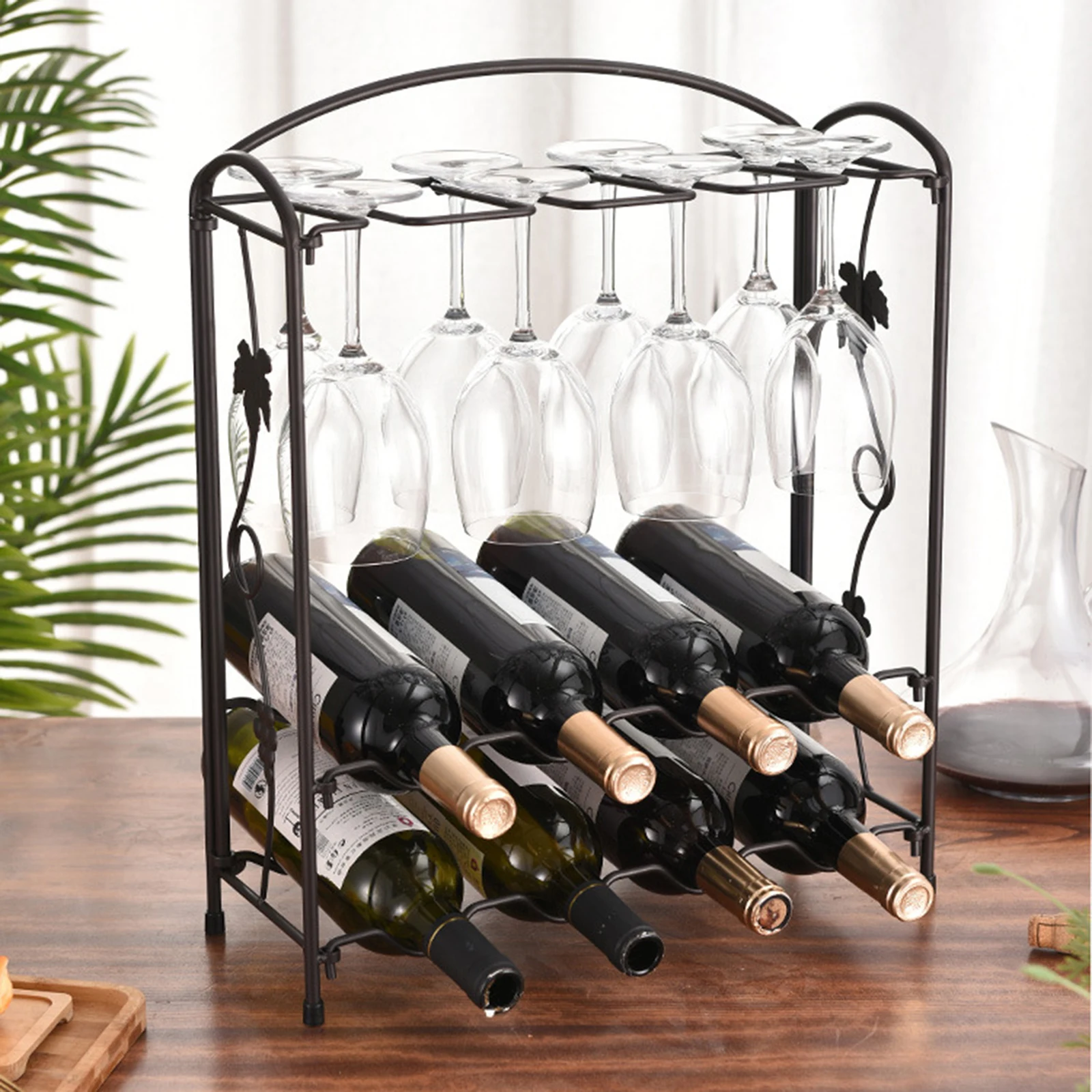 2-Tier Wine Rack Freestanding Table Top Wine Storage Holder w/ Glasses Holder
2-Tier Wine Rack Freestanding Table Top Wine Storage Holder w/ Glasses Holder