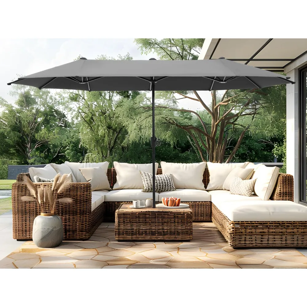 XMSJ 13ft Large Patio Umbrellas, Double-Sided Outdoor Market Rectangle Umbrella For Outside, Light Gray
XMSJ 13ft Large Patio Umbrellas, Double-Sided Outdoor Market Rectangle Umbrella For Outside, Light Gray
