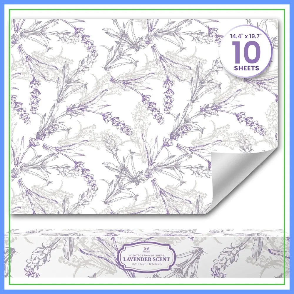 Lavender Scented Drawer Liners, 10 Large Sheets 19.7"x14.4", Non-Adhesive for Dresser & Closet Shelves
Lavender Scented Drawer Liners, 10 Large Sheets 19.7"x14.4", Non-Adhesive for Dresser & Closet Shelves