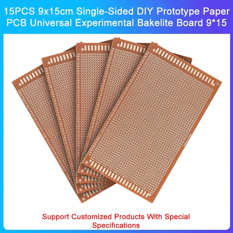 15PCS 9x15cm Single-Sided DIY Prototype Paper PCB Universal Experimental Bakelite Board 9*15
15PCS 9x15cm Single-Sided DIY Prototype Paper PCB Universal Experimental Bakelite Board 9*15