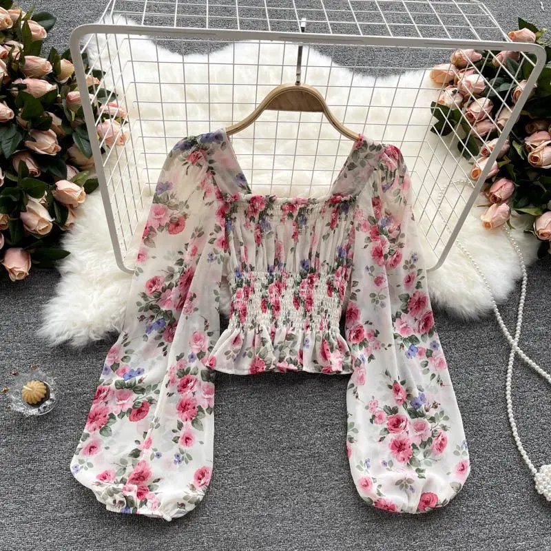 Prints Floral Shirts Women Blouses Crop Tops Streetwear Bubble Lantern Sleeve Long Sleeve Korean Chic T-shirts Ladies Tops New
Prints Floral Shirts Women Blouses Crop Tops Streetwear Bubble Lantern Sleeve Long Sleeve Korean Chic T-shirts Ladies Tops New