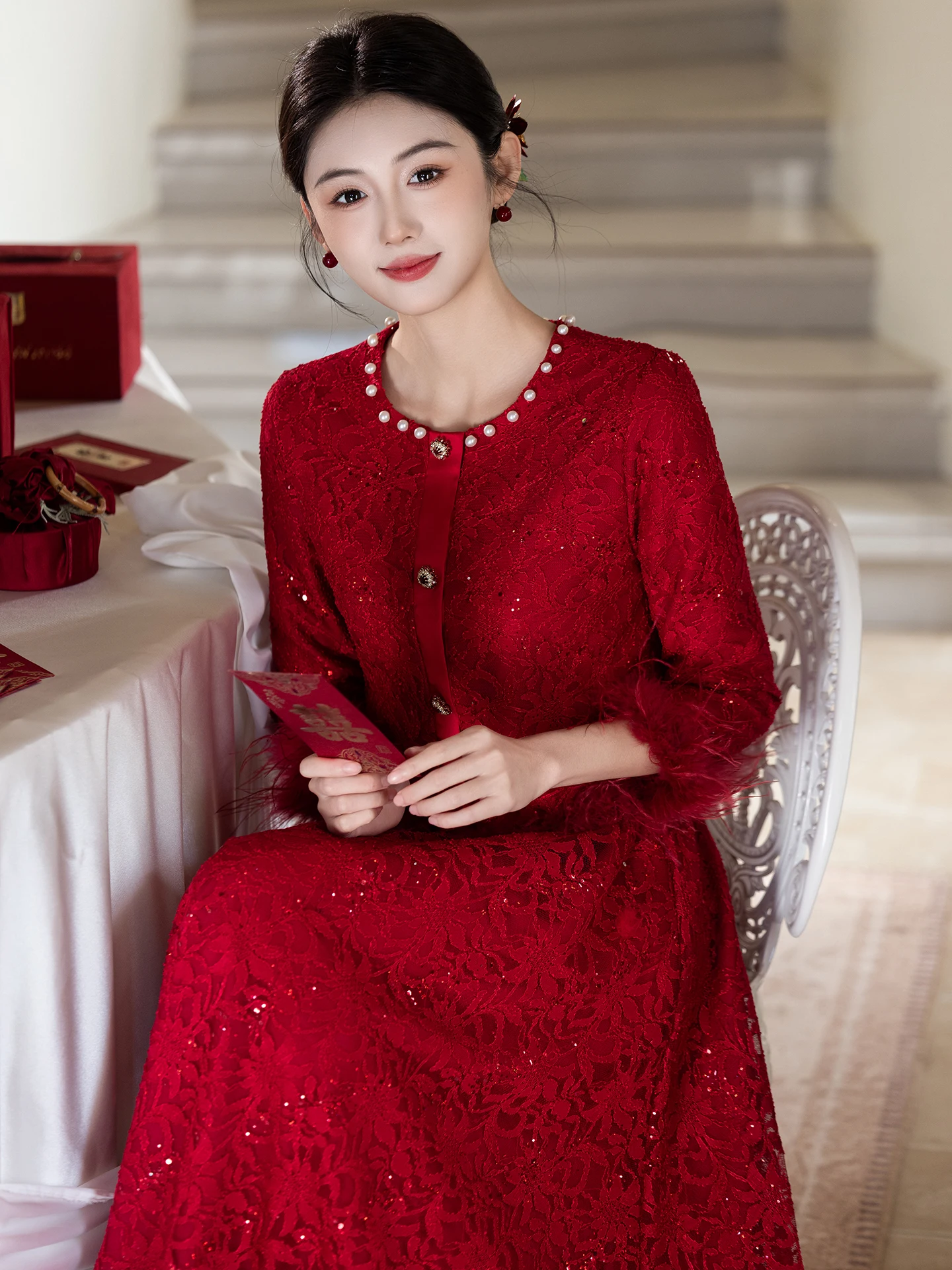 Red Pregnant Women Wedding Dress Slimming Evening Gown for Bride Maternity Qipao Alcohol Ceremony Wedding Dress
Red Pregnant Women Wedding Dress Slimming Evening Gown for Bride Maternity Qipao Alcohol Ceremony Wedding Dress