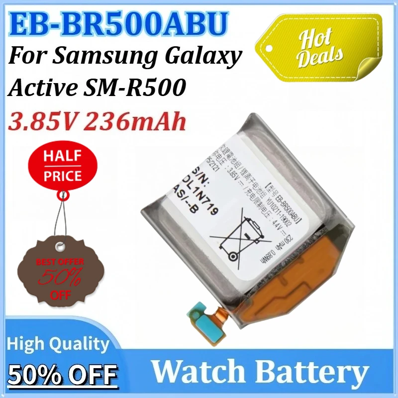 3.85V 236mAh EB-BR500ABU Newly Upgraded Watch Battery for Samsung Galaxy Watch Active SM-R500 Portable Rechargeable Battery
3.85V 236mAh EB-BR500ABU Newly Upgraded Watch Battery for Samsung Galaxy Watch Active SM-R500 Portable Rechargeable Battery