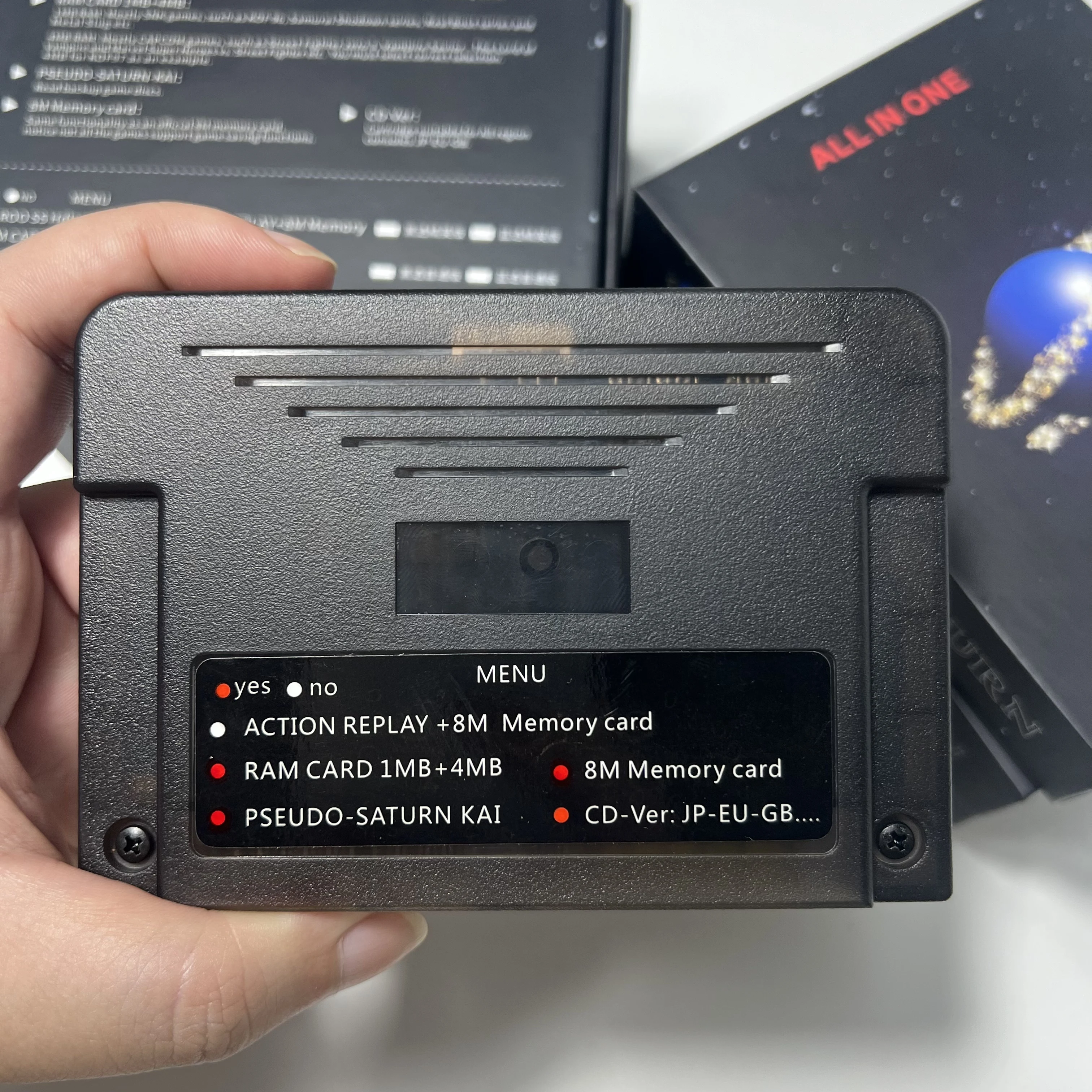 SEGA Pseudo Saturn 4 in1 Cartridge ALL-IN-1 With Direct Reading 4M Accelerator Goldfinger Function Action Replay 8MB Memory Card
SEGA Pseudo Saturn 4 in1 Cartridge ALL-IN-1 With Direct Reading 4M Accelerator Goldfinger Function Action Replay 8MB Memory Card