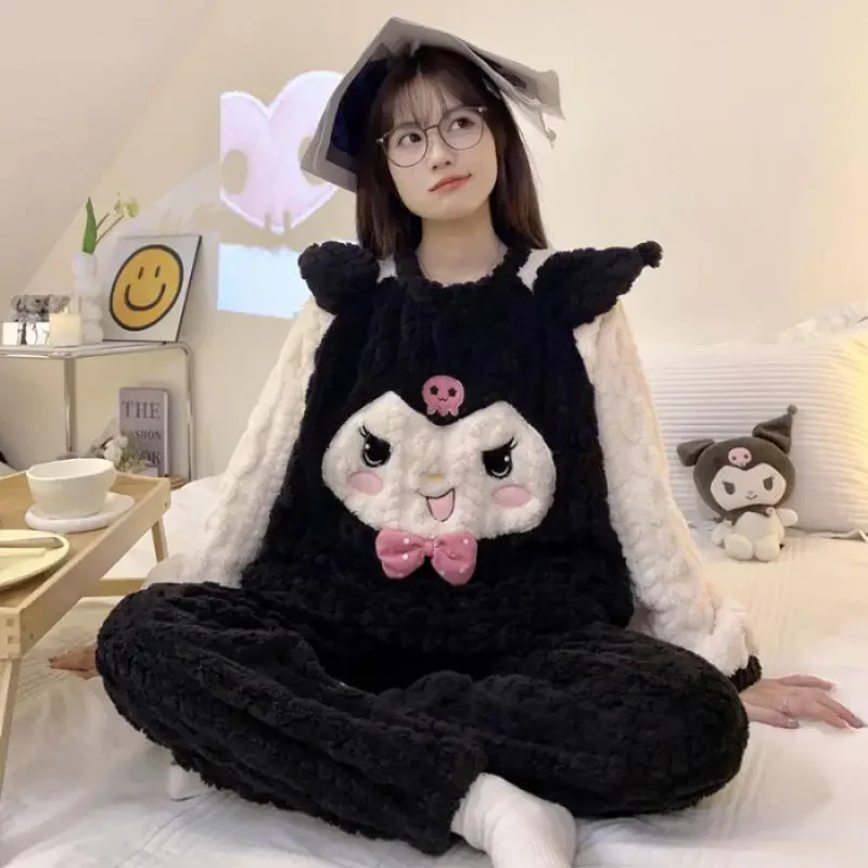 Sanrio Anime Kuromi Plush Pajama Set Cute Women Coral Velvet Thickened Kawaii Nightwear Winter Cartoon Girls Homewear Tops Pants
Sanrio Anime Kuromi Plush Pajama Set Cute Women Coral Velvet Thickened Kawaii Nightwear Winter Cartoon Girls Homewear Tops Pants