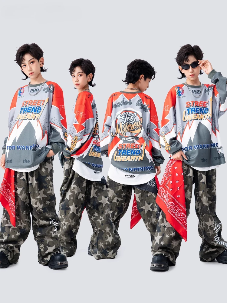 New Boys Hip Hop Dance Performance Costumes Loose Long Sleeve Top Camouflage Pants Suit Group Jazz Dance Stage Performance Wear
New Boys Hip Hop Dance Performance Costumes Loose Long Sleeve Top Camouflage Pants Suit Group Jazz Dance Stage Performance Wear