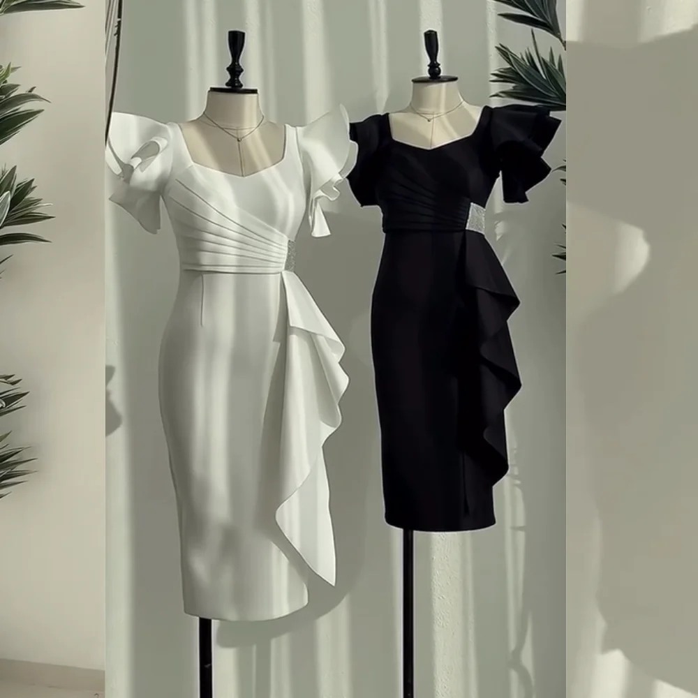 Customized Simple Jersey Pleat Sequined Ruched Straight Square Neck Midi Dresses Bespoke Occasion Exquisite 
Customized Simple Jersey Pleat Sequined Ruched Straight Square Neck Midi Dresses Bespoke Occasion Exquisite