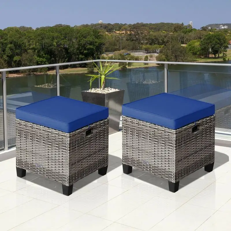 2 Pieces Patio Rattan Ottoman Seat with Removable Cushions-Navy
2 Pieces Patio Rattan Ottoman Seat with Removable Cushions-Navy