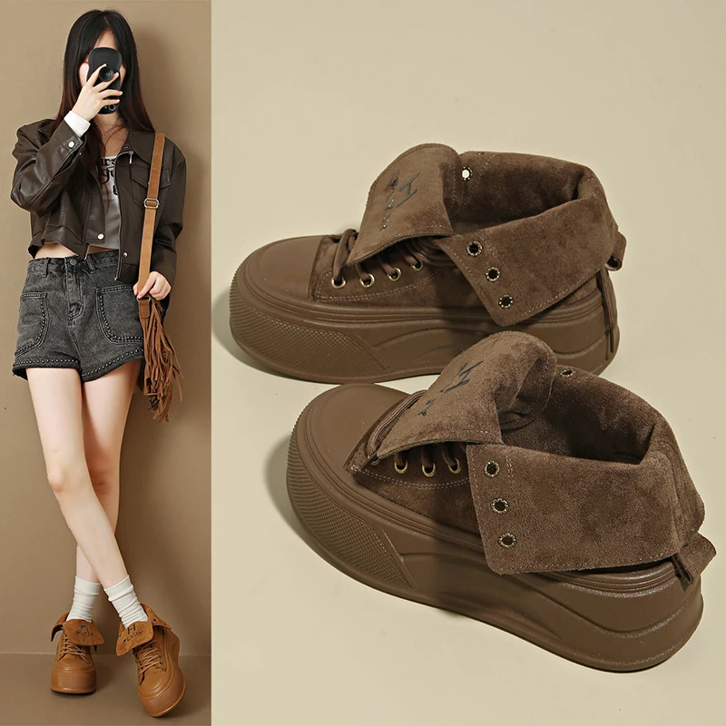 Platform thick-soled boots, Mallard work boots, versatile two-way short boots, 2806
Platform thick-soled boots, Mallard work boots, versatile two-way short boots, 2806