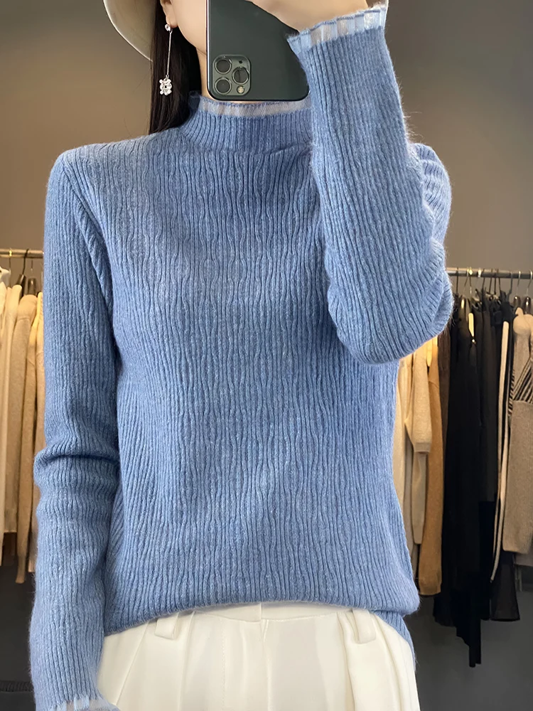 Eugen Yarn High Neck Women's Top Fashionable Spring Women's Clothing Pleated Pullover Solid Color Lace Cuffs Women's Clothing
Eugen Yarn High Neck Women's Top Fashionable Spring Women's Clothing Pleated Pullover Solid Color Lace Cuffs Women's Clothing