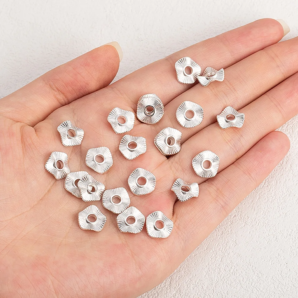 50Pcs Metal Silver Color Striped Spacer Beads Flat Round Wave Beads Dia.6 8 10mm Necklace Earrings Bracelets Jewelry Accessories
50Pcs Metal Silver Color Striped Spacer Beads Flat Round Wave Beads Dia.6 8 10mm Necklace Earrings Bracelets Jewelry Accessories