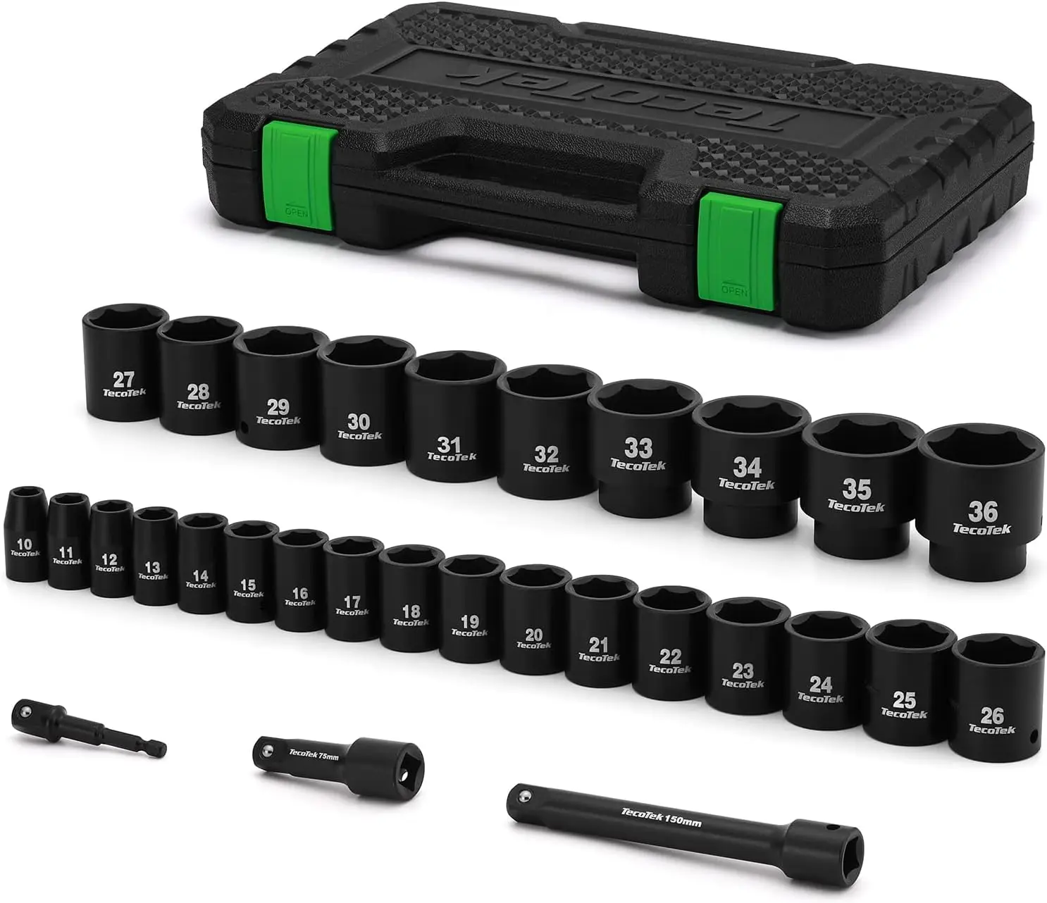 1/2" Drive Impact Socket Set 30-Piece Cr-Mo 10-36mm No Skips with Extensions & Adapter
1/2" Drive Impact Socket Set 30-Piece Cr-Mo 10-36mm No Skips with Extensions & Adapter