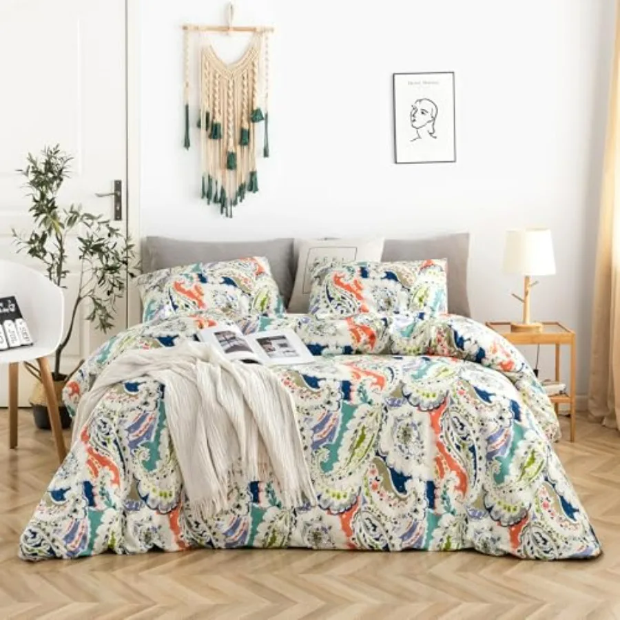Orange Blue Boho Duvet Cover King 100% Cotton 3 Pcs Set 1 Bohemian Duvet Cover with Zipper Ties 2 Pillowcases Vintage Floral Be
Orange Blue Boho Duvet Cover King 100% Cotton 3 Pcs Set 1 Bohemian Duvet Cover with Zipper Ties 2 Pillowcases Vintage Floral Be