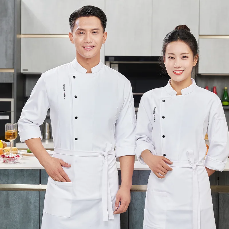 Winter fleece-lined restaurant and cafeteria kitchen chef workwear, long-sleeved, thickened, warm chef uniform for men
Winter fleece-lined restaurant and cafeteria kitchen chef workwear, long-sleeved, thickened, warm chef uniform for men