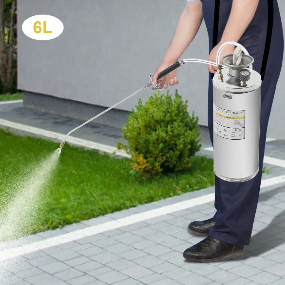Set Of Freestanding Stainless Steel Silver 1.5 Gal Stainless Steel Sprayer, Hand Pump Sprayer With Pressure GaugeSafety Valve,
Set Of Freestanding Stainless Steel Silver 1.5 Gal Stainless Steel Sprayer, Hand Pump Sprayer With Pressure GaugeSafety Valve,