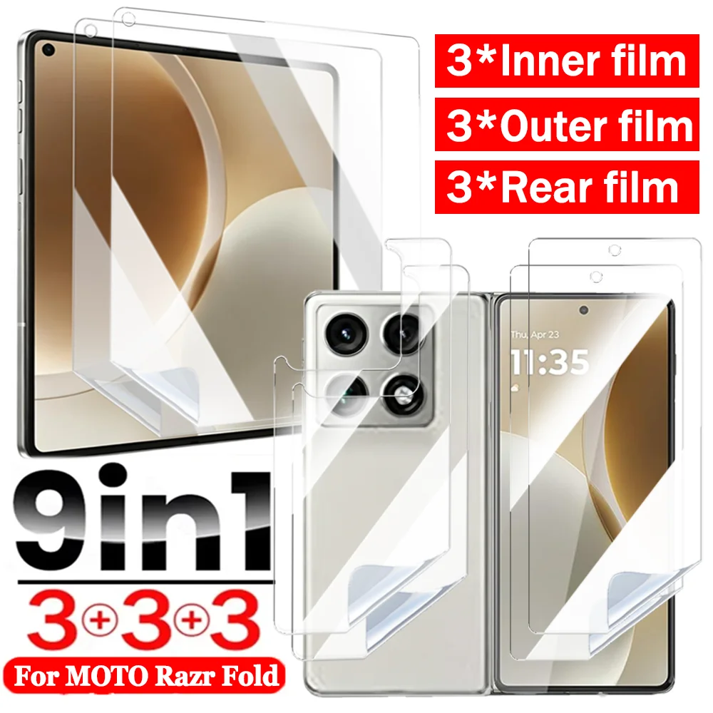 9 in 1 TPU Soft Hydrogel Film Screen Protectors for MOTO Razr Fold HD Clear Outer&Inner&Rear Full Coverage Protective Films Kit
9 in 1 TPU Soft Hydrogel Film Screen Protectors for MOTO Razr Fold HD Clear Outer&Inner&Rear Full Coverage Protective Films Kit
