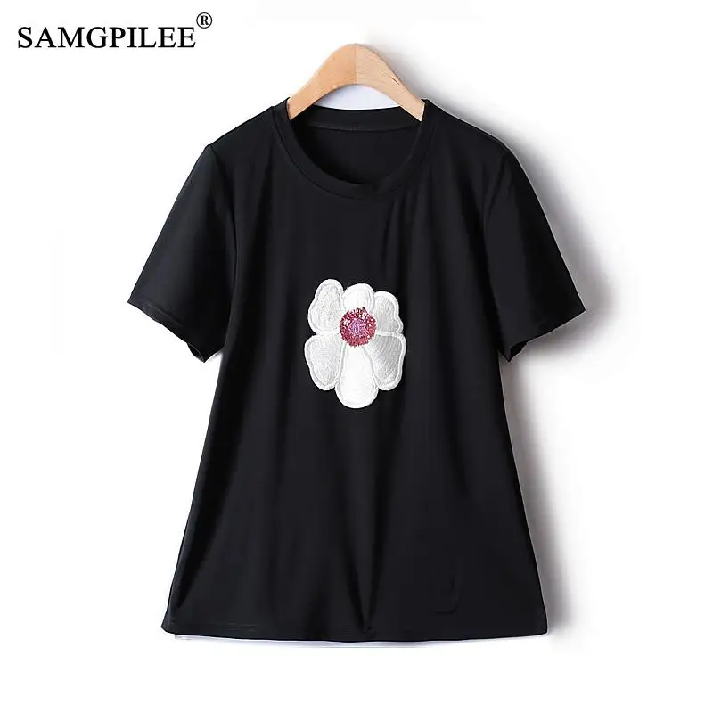 Summer Oversized T-shirts Women Embroidered Flowers Giant Thin O Neck Stretch Straight Things Short Sleeve Kawaii Top Female 4XL
Summer Oversized T-shirts Women Embroidered Flowers Giant Thin O Neck Stretch Straight Things Short Sleeve Kawaii Top Female 4XL