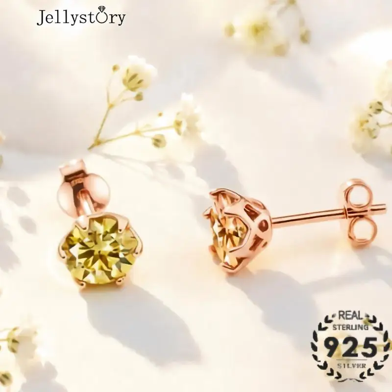 Jellystory S925 Silver Moissanite Stud Earrings Round Cut Screw Back Anti-Loss Hypoallergenic Fashion Jewelry Wedding Gift Women
Jellystory S925 Silver Moissanite Stud Earrings Round Cut Screw Back Anti-Loss Hypoallergenic Fashion Jewelry Wedding Gift Women