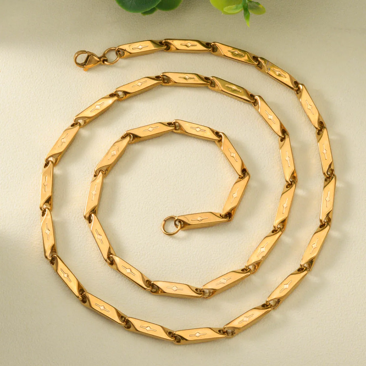 Byzantine Irregular Rectangular Stainless Steel Necklace Bamboo Stems Chain 18K Gold-plated Choker Necklace Jewelry Gifts 60CM
Byzantine Irregular Rectangular Stainless Steel Necklace Bamboo Stems Chain 18K Gold-plated Choker Necklace Jewelry Gifts 60CM