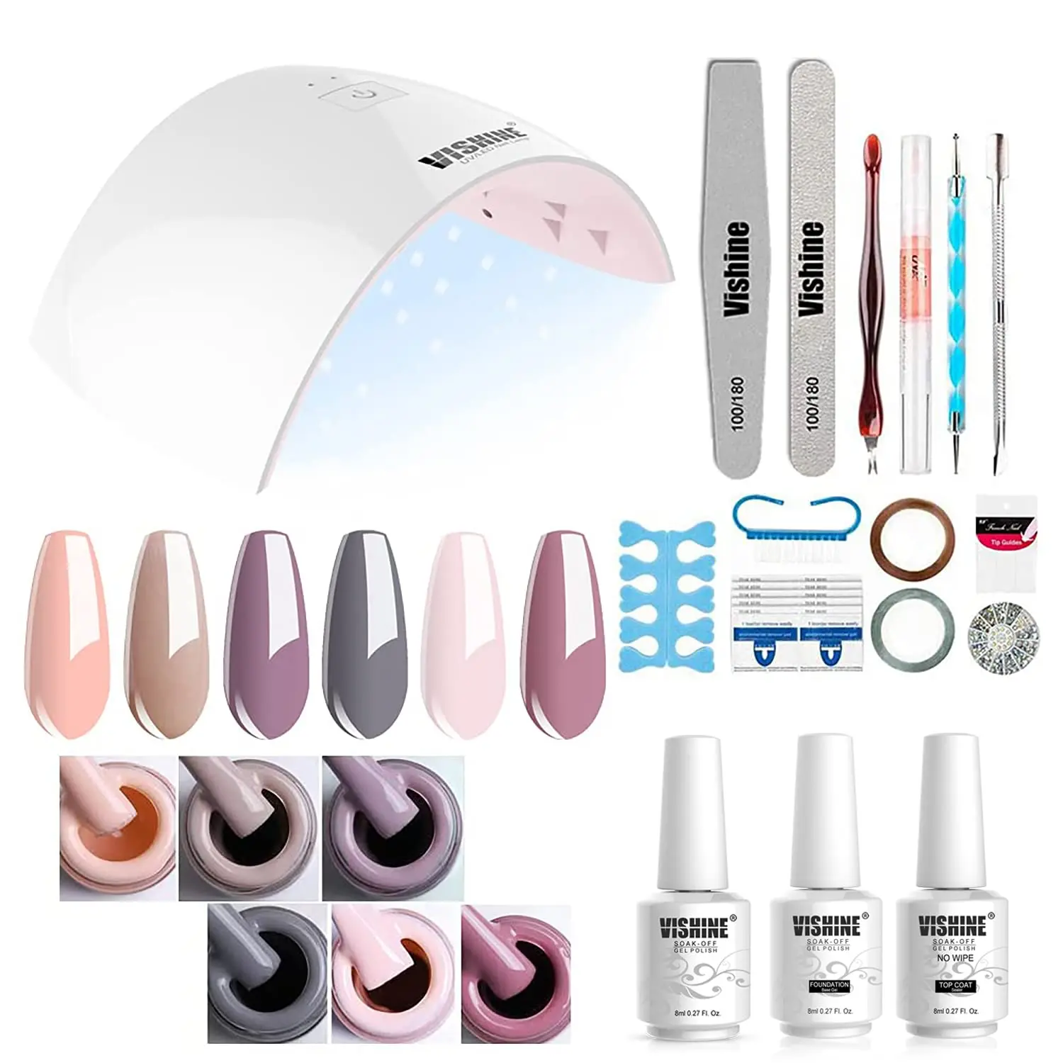 Gel Nail Polish Starter Kit 6 Colors Gel Set with Base Top Coat, 36W UV LED Nail Lamp, DIY Manicure Tools for Home Use
Gel Nail Polish Starter Kit 6 Colors Gel Set with Base Top Coat, 36W UV LED Nail Lamp, DIY Manicure Tools for Home Use