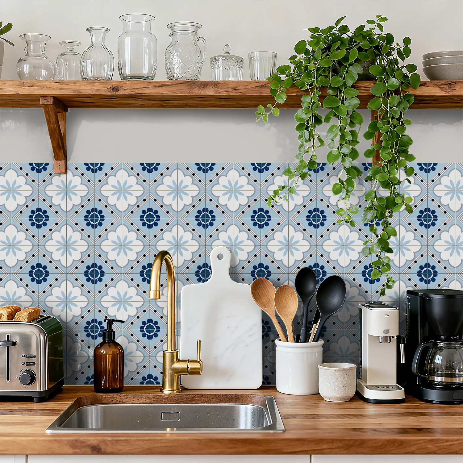 24PCS Blue Floral Retro Self-Adhesive Tile Stickers HD Matte Waterproof Removable Wall Stickers for Kitchen Bathroom Floor
24PCS Blue Floral Retro Self-Adhesive Tile Stickers HD Matte Waterproof Removable Wall Stickers for Kitchen Bathroom Floor