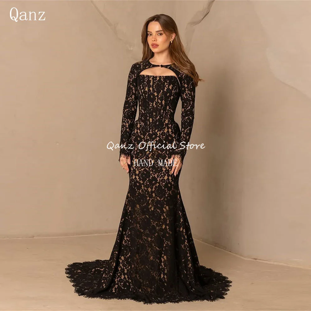 Qanz Elegant Black Lace Evening Dresses Luxury 2025 Party Gown with Jacket Long Sleeves Mermaid Vestidos De Fiesta Customized
Qanz Elegant Black Lace Evening Dresses Luxury 2025 Party Gown with Jacket Long Sleeves Mermaid Vestidos De Fiesta Customized