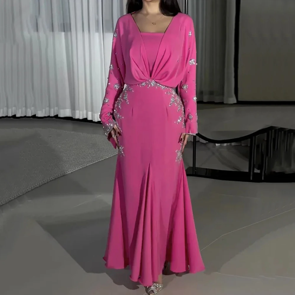 Mermaid Evening Dress Customized V-Neck Long Sleeves Beaded Jersey Ankle Length Formal Party Dresses Robes De Soirée
Mermaid Evening Dress Customized V-Neck Long Sleeves Beaded Jersey Ankle Length Formal Party Dresses Robes De Soirée