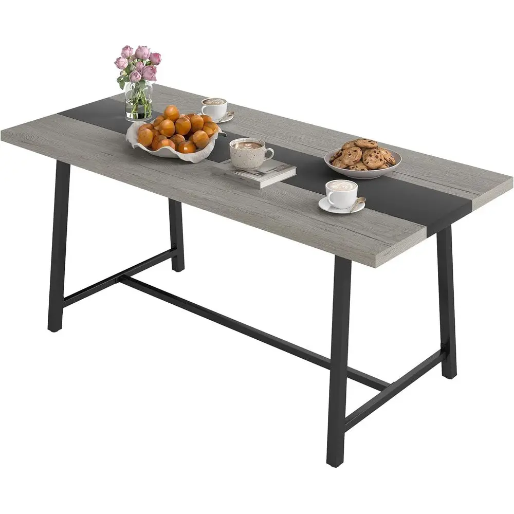 8-Seater Industrial Style Dining Table, 70.9 Rectangular, Distressed Gray Finish with Steel Legs
8-Seater Industrial Style Dining Table, 70.9 Rectangular, Distressed Gray Finish with Steel Legs