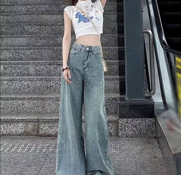 Women's Pants Fashion Spring Summer Wash Retro Wide-Leg Jeans High-Waisted Loose Pants with Large Cuffs Mopping Pants
Women's Pants Fashion Spring Summer Wash Retro Wide-Leg Jeans High-Waisted Loose Pants with Large Cuffs Mopping Pants