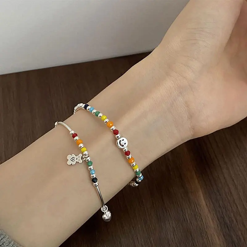 New Arrival 925 Sterling Silver Rainbow Smiling Face Bear Love Beaded Bracelet Jewelry For Women Choker Charms Birthday Gift
New Arrival 925 Sterling Silver Rainbow Smiling Face Bear Love Beaded Bracelet Jewelry For Women Choker Charms Birthday Gift