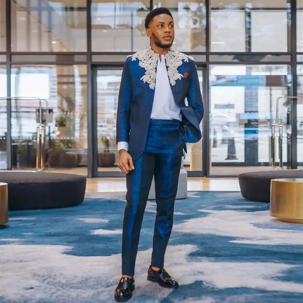 Beading Wedding Suits For Men Fit Slim Appliques Blazer Set Formal Groom Tuxedos Single Breasted Jacket Pants 2 Pieces Man Dress
Beading Wedding Suits For Men Fit Slim Appliques Blazer Set Formal Groom Tuxedos Single Breasted Jacket Pants 2 Pieces Man Dress