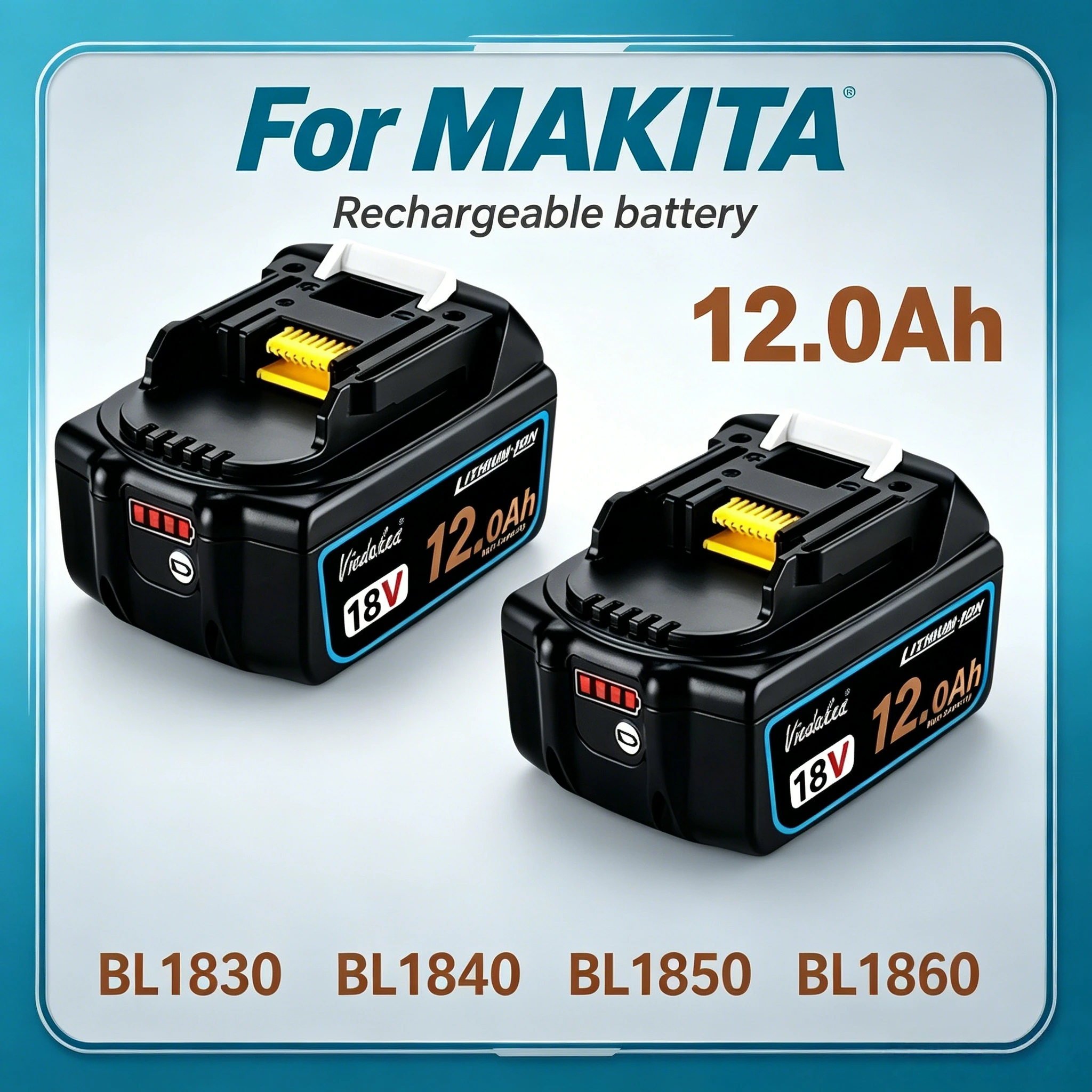 100% Original for Makita 18V Battery, 12.0AH Rechargeable Battery for BL1860B BL1850B BL1840 BL1830 Lithium-ion Battery
100% Original for Makita 18V Battery, 12.0AH Rechargeable Battery for BL1860B BL1850B BL1840 BL1830 Lithium-ion Battery