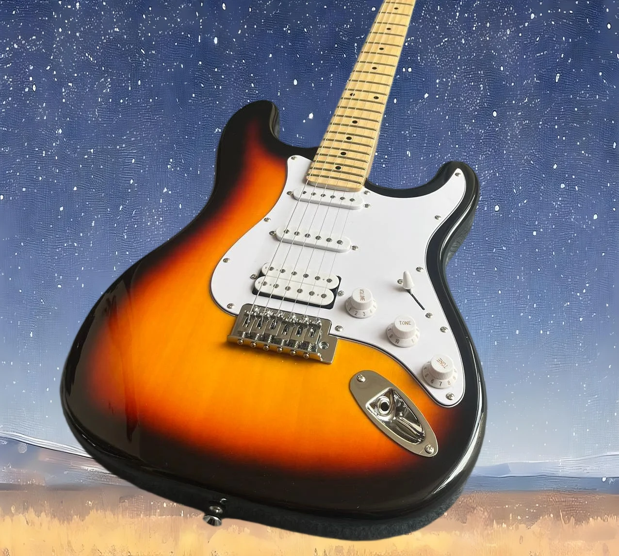Новая гитара Sunburst Color 2026 года с кленовым грифом, 22 лада
Новая гитара Sunburst Color 2026 года с кленовым грифом, 22 лада