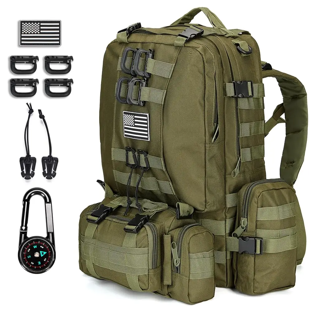 Multif Tactical Military Backpack for Men's 40-50L Large Capacity Bug out Bag Army 3 Days MOLLE Pack Bags Rucksack with Compass
Multif Tactical Military Backpack for Men's 40-50L Large Capacity Bug out Bag Army 3 Days MOLLE Pack Bags Rucksack with Compass