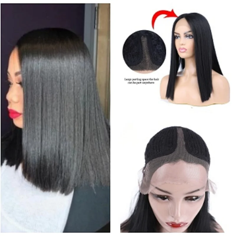 Lydia Glueless Hand-made Short Bob Frontal Lace Synthetic Hair Wigs Silky Yaki Straight Free-side Combs-In Shoulder Length 16IN
Lydia Glueless Hand-made Short Bob Frontal Lace Synthetic Hair Wigs Silky Yaki Straight Free-side Combs-In Shoulder Length 16IN