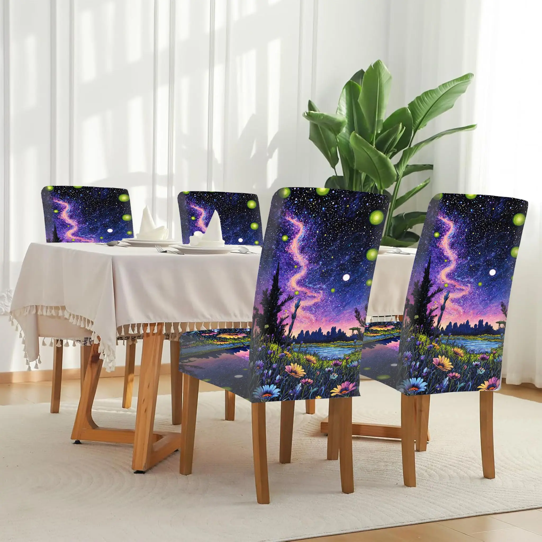 Elastic dining chair cover The gorgeous sea of flowers under the dreamy starry sky Removable, washable, home dining chair cover
Elastic dining chair cover The gorgeous sea of flowers under the dreamy starry sky Removable, washable, home dining chair cover