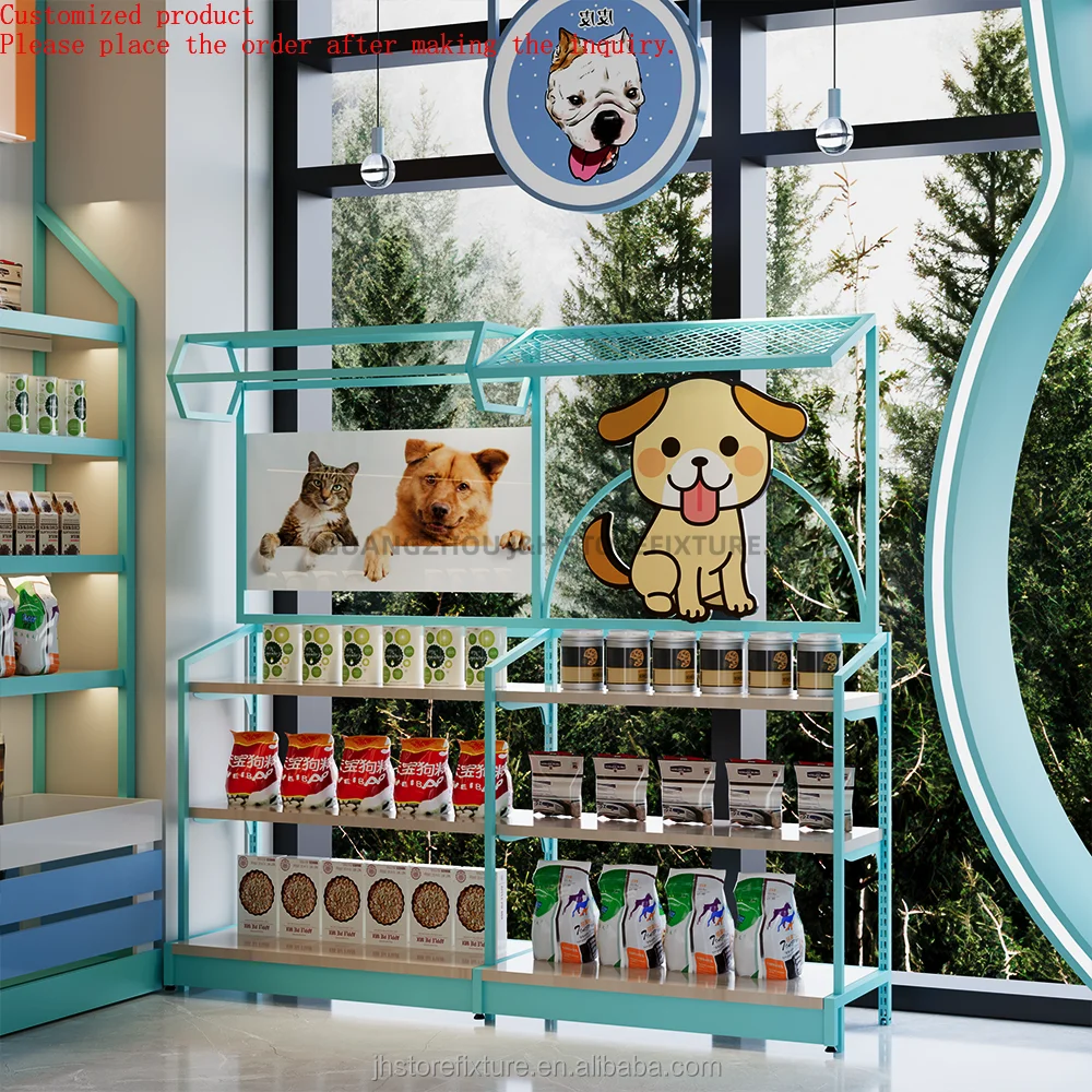 Store Adjustable Height Display Shelves with logo Board Custom Size Snack Food Display Rack for Pets
Store Adjustable Height Display Shelves with logo Board Custom Size Snack Food Display Rack for Pets