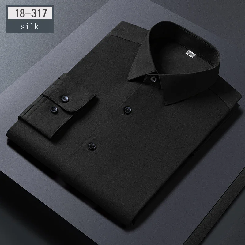 New in shirt hight quality silk long-sleeve shirts for man slim fit formal shirt white black soft office Anti wrinkle clothes
New in shirt hight quality silk long-sleeve shirts for man slim fit formal shirt white black soft office Anti wrinkle clothes