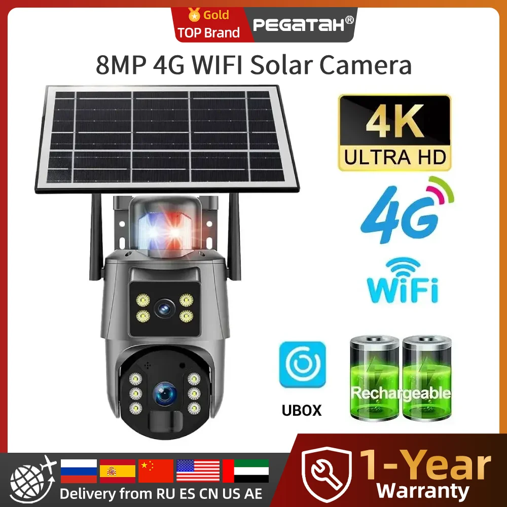 PEGATAH 8MP 4G SIM Солнечная камера Беспроводная Wi-Fi Открытый двойной экран 4K Обнаружение человека Автоматическое отслеживание 360 ° Камеры Ubox APP
PEGATAH 8MP 4G SIM Солнечная камера Беспроводная Wi-Fi Открытый двойной экран 4K Обнаружение человека Автоматическое отслеживание 360 ° Камеры Ubox APP