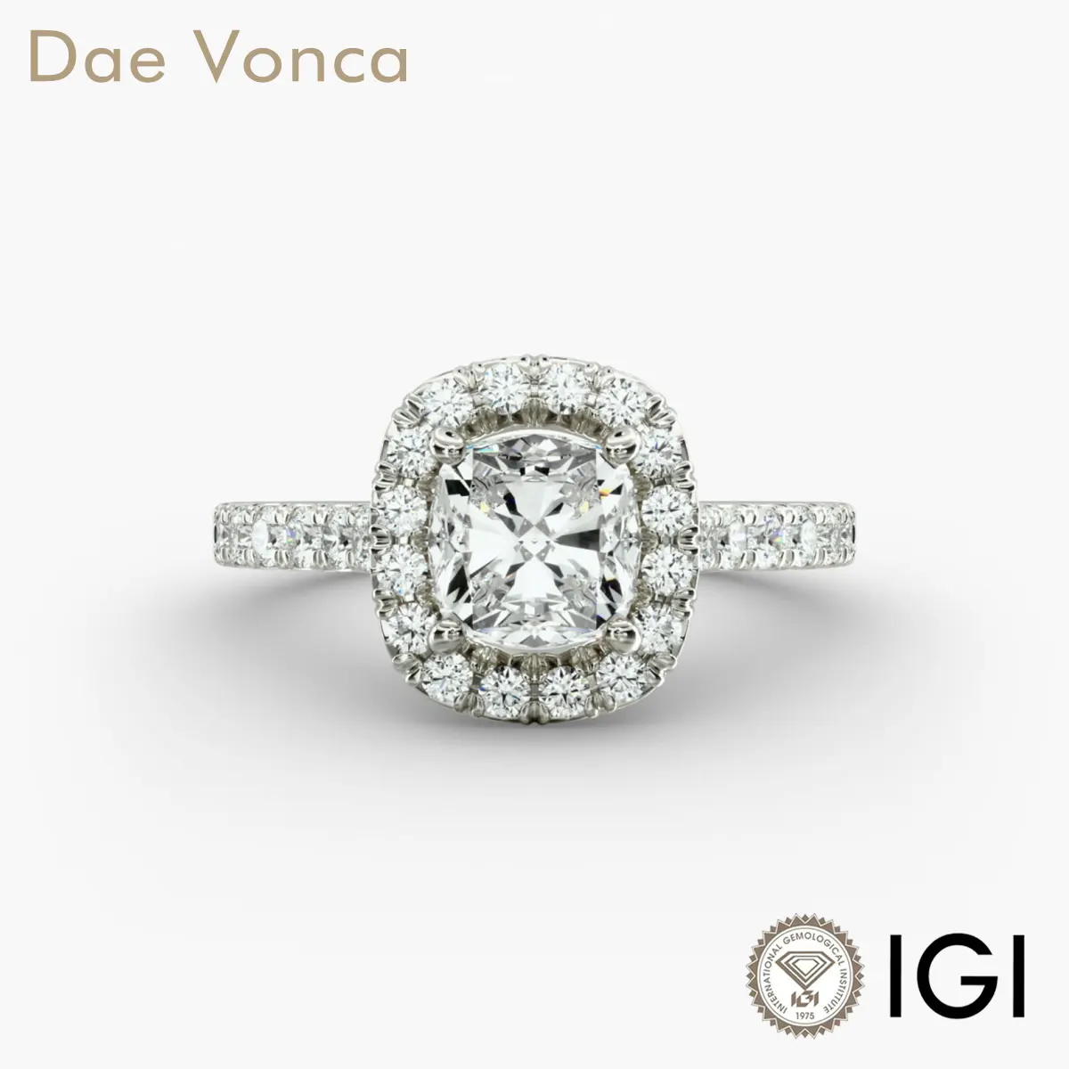 Pt950/14K/18K White Gold French Pavé Continuous Diamond Row Halo Engagement Ring Cushion Cut Lab Diamond Center
Pt950/14K/18K White Gold French Pavé Continuous Diamond Row Halo Engagement Ring Cushion Cut Lab Diamond Center