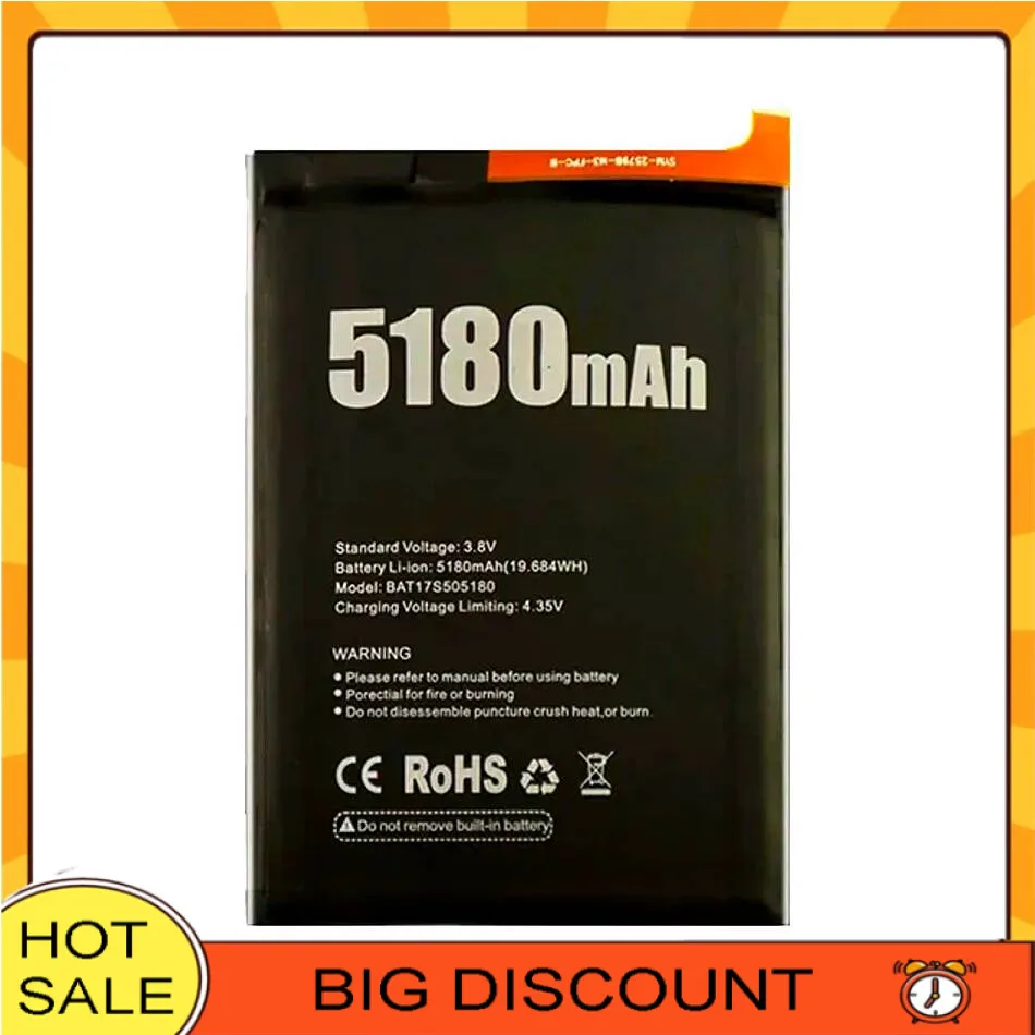 Хорошая низкотемпературная работа для Doogee S50 Batteria BAT17S505180, аккумулятор мобильного телефона, надежная мощность 5180 мАч
Хорошая низкотемпературная работа для Doogee S50 Batteria BAT17S505180, аккумулятор мобильного телефона, надежная мощность 5180 мАч