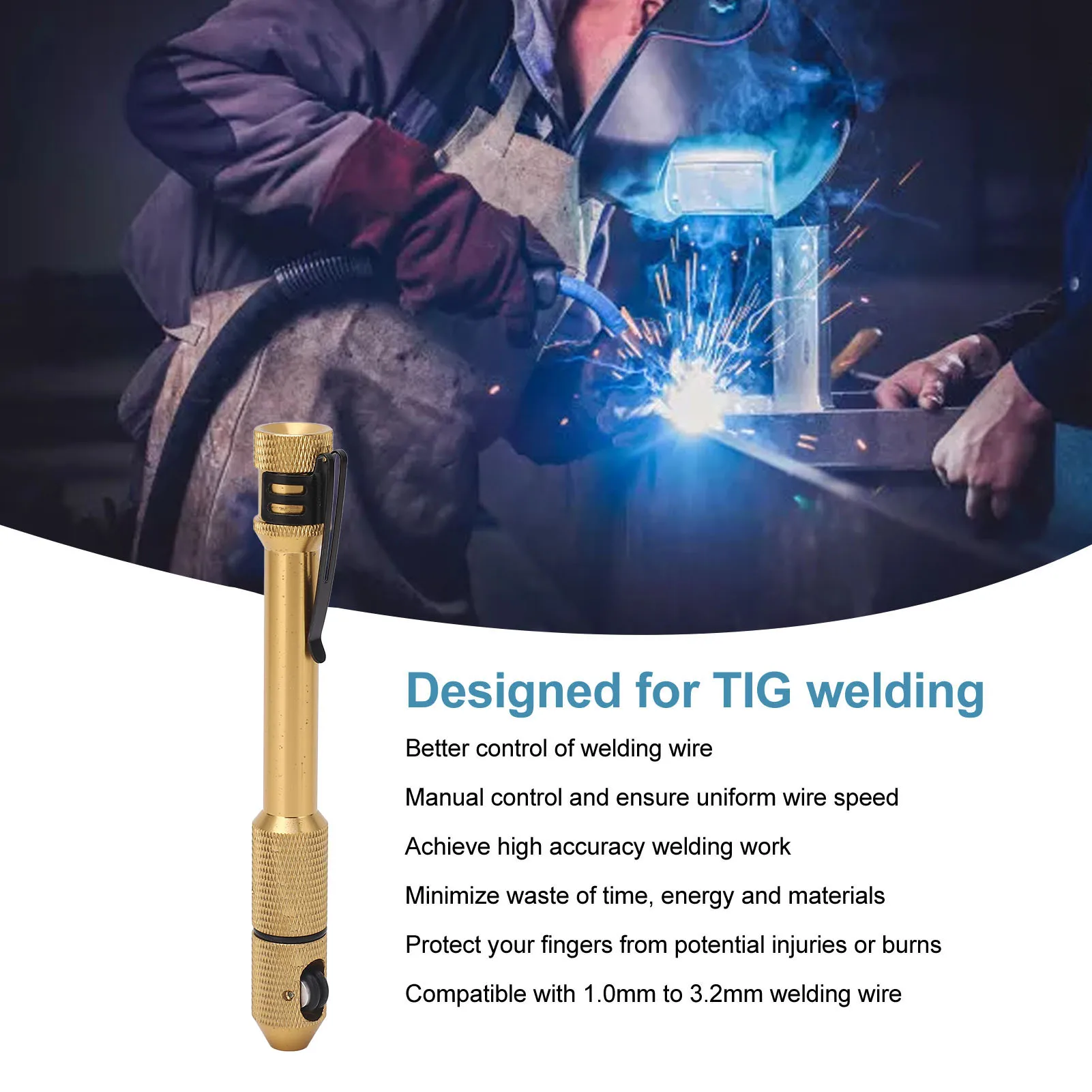 Welding Wire Process Pen Wire Feeder Pen TIG Welding Wire Feed Pen Aluminum Alloy Comfortable Handle Finger Feeder Welding Stick
Welding Wire Process Pen Wire Feeder Pen TIG Welding Wire Feed Pen Aluminum Alloy Comfortable Handle Finger Feeder Welding Stick