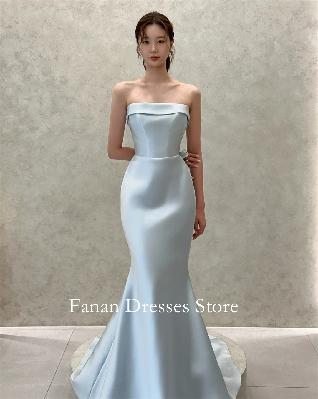 FANAN Strapless Sky Blue Satin Mermaid Evening Party Dresses Korea Corset Wedding Women Gowns Event Prom Gowns Customized
FANAN Strapless Sky Blue Satin Mermaid Evening Party Dresses Korea Corset Wedding Women Gowns Event Prom Gowns Customized