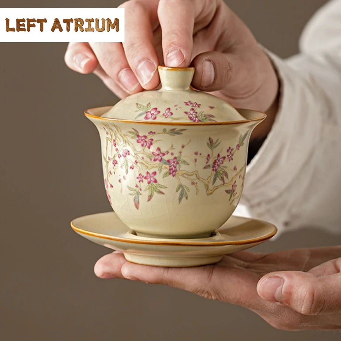 Ru Yao Ceramic Gaiwan For Tea Peach Blossom Tureen Teaware Set Chinese Antique Tea Bowl Yellow Chawan's Tea Cup
Ru Yao Ceramic Gaiwan For Tea Peach Blossom Tureen Teaware Set Chinese Antique Tea Bowl Yellow Chawan's Tea Cup