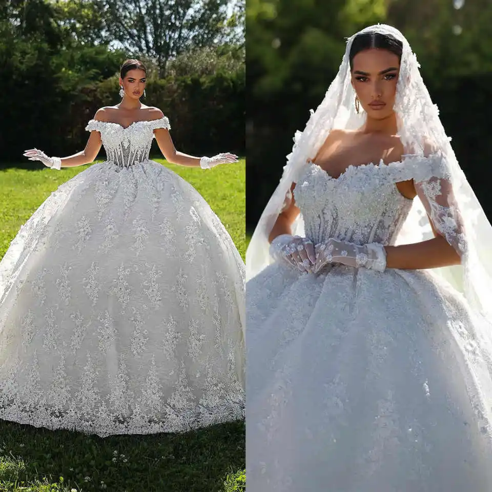 Luxury Wedding Dresses Off-Shoulder For Women Beaded Appliques Ball Gown Bridal Gown Customized Vestidos De Novia
Luxury Wedding Dresses Off-Shoulder For Women Beaded Appliques Ball Gown Bridal Gown Customized Vestidos De Novia
