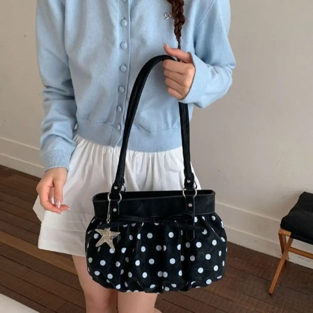 Fashion Sweet Polka Dot Shoulder Bag PU Star Pendant Hobo Bag Bow Decor Large Capacity Handbag Daily
Fashion Sweet Polka Dot Shoulder Bag PU Star Pendant Hobo Bag Bow Decor Large Capacity Handbag Daily