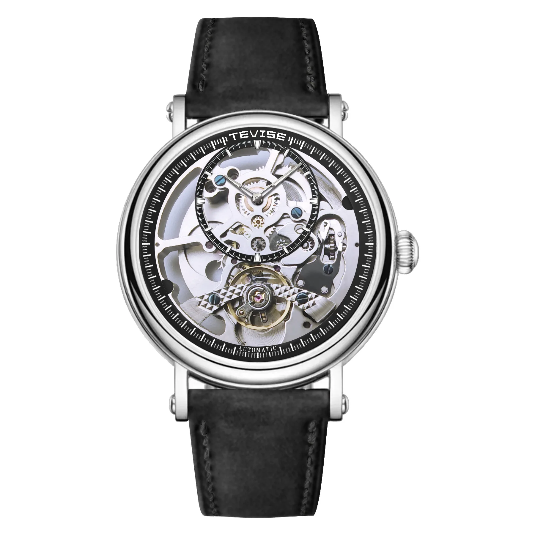 Automatic Mechanical Watch for Men Tourbillon Series with 44mm diameter 14mm Thickness Skeletonized Dial Waterproof to 30 Meters
Automatic Mechanical Watch for Men Tourbillon Series with 44mm diameter 14mm Thickness Skeletonized Dial Waterproof to 30 Meters