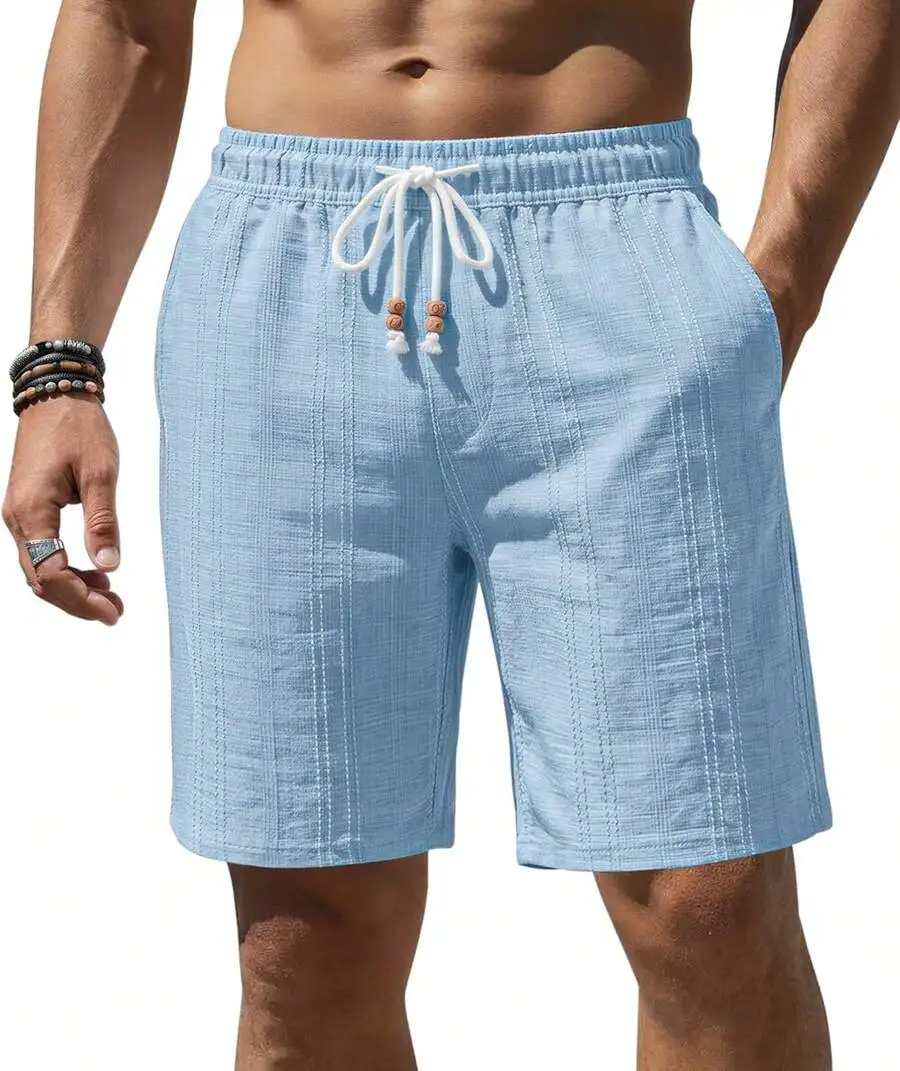 Mens Casual Beach Shorts With Drawstring Elastic Waist And Pockets
Mens Casual Beach Shorts With Drawstring Elastic Waist And Pockets