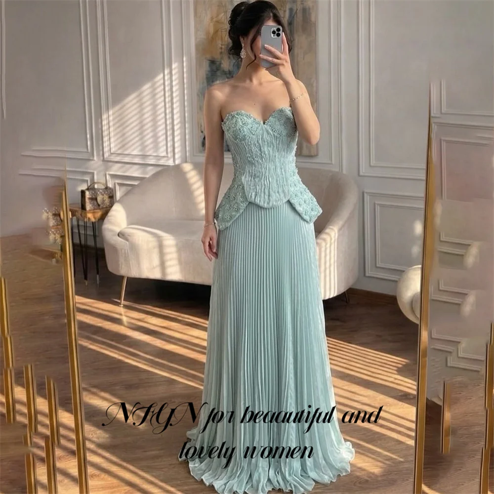 NFYN Teal Chiffon Evening Dress Sweetheart Sleeveless Party Dress with Crystal vestidos de fiesta A Line Prom Gowns Customized
NFYN Teal Chiffon Evening Dress Sweetheart Sleeveless Party Dress with Crystal vestidos de fiesta A Line Prom Gowns Customized